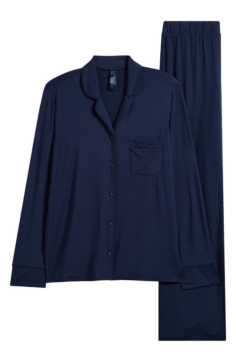 SKIMS Sleep Piped Pajamas, Main, color, Navy
