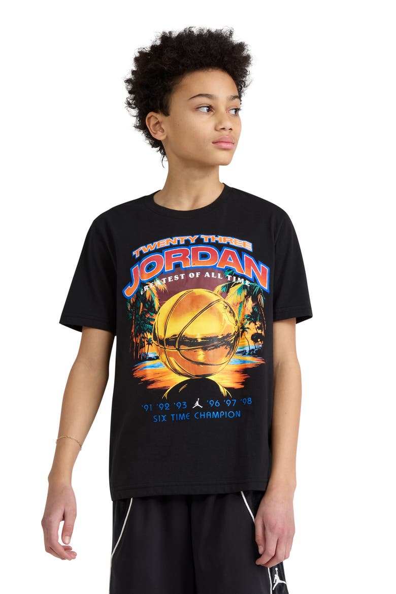 Kids' Jordan Venice Beach Hoops Graphic Cotton Blend T-Shirt, Alternate, color, BLACK