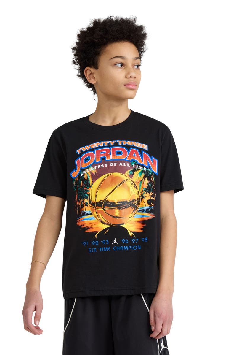 Jordan Kids' Jordan Venice Beach Hoops Graphic Cotton Blend T-Shirt, Alternate, color, Black