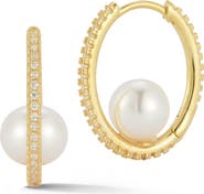 CHLOE AND MADISON 7.5mm Cultured Pearl Huggie Hoop Earrings