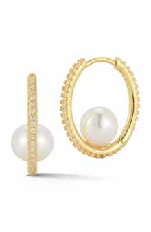 CHLOE AND MADISON 7.5mm Cultured Pearl Huggie Hoop Earrings