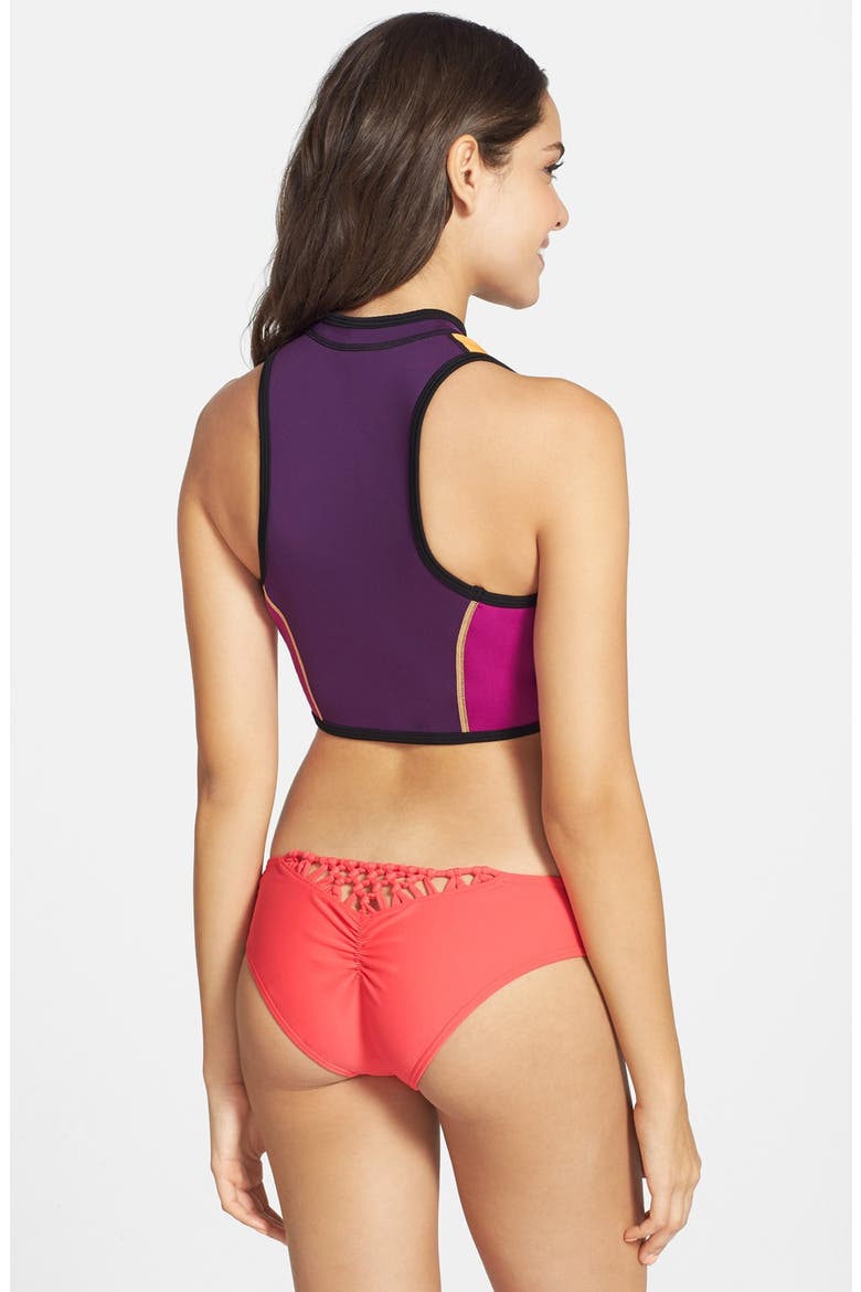 'The Bomb' Colorblock Crop Bikini Top, Alternate, color, PURPLE