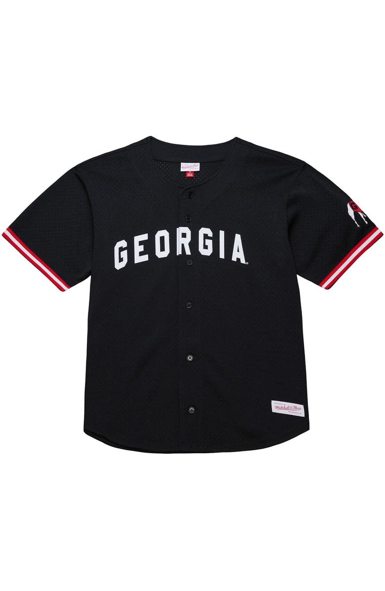 Mitchell & Ness Men's Mitchell & Ness Black Georgia Bulldogs On The Clock Full-Button Fashion Jersey, Alternate, color, 