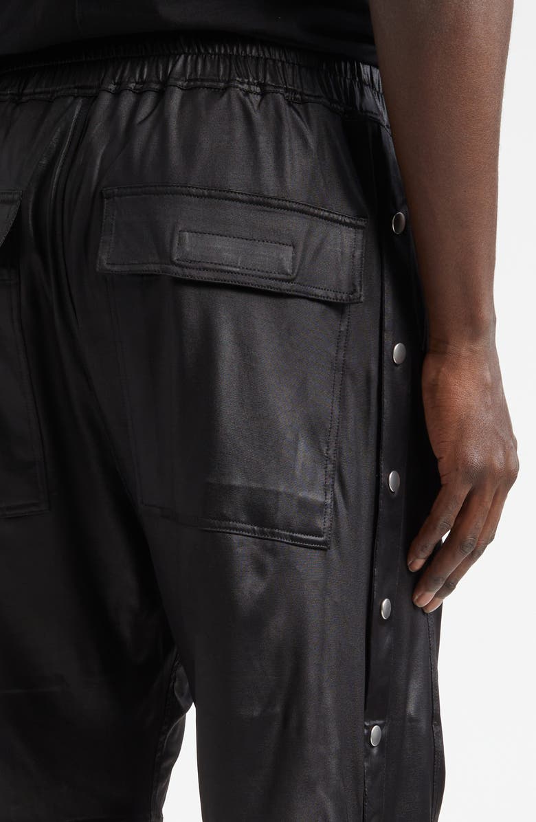 Rick Owens DRKSHDW Wide Pusher Liquid Jersey Shorts, Alternate, color, Black