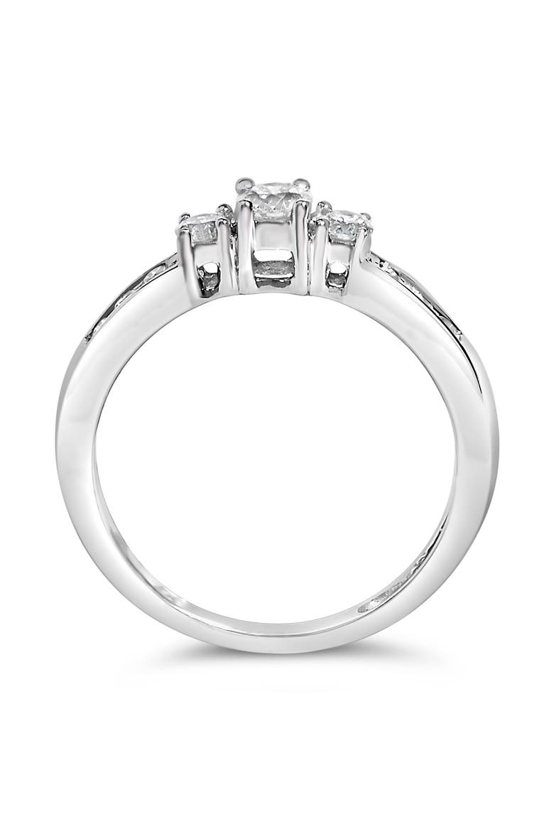 10K Gold 1/2 Ctw Diamond Three Stone Ring, Alternate, color, White Gold