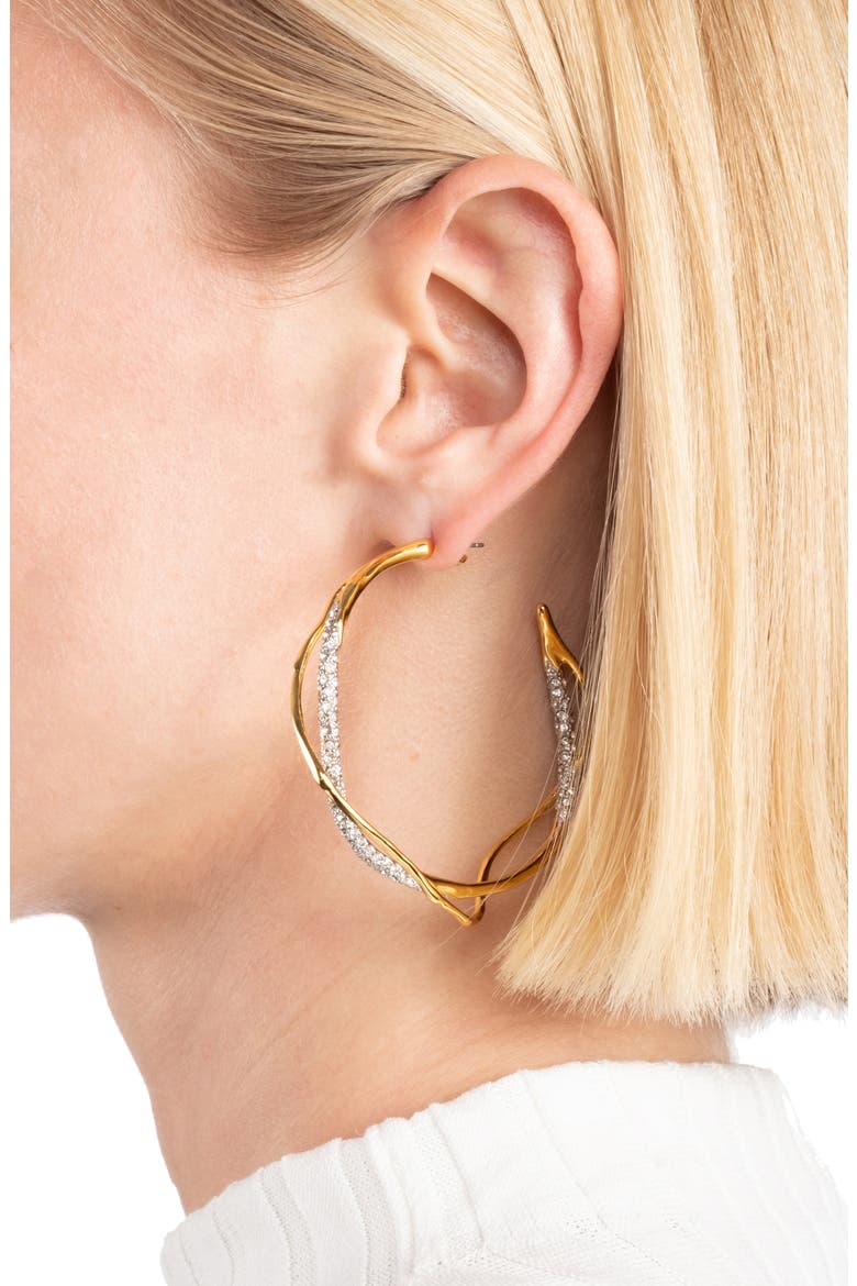 Intertwined Pavé Crystal Hoop Earrings, Alternate, color, CHAMPAGNE
