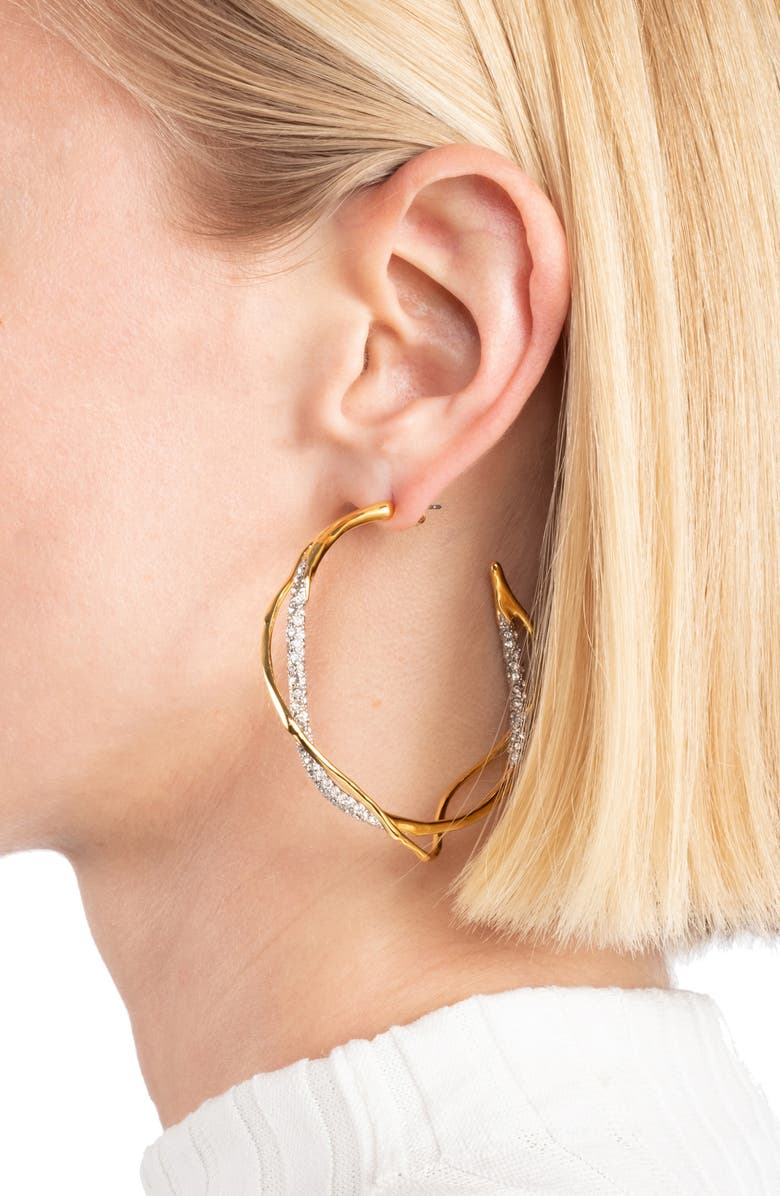 Alexis Bittar Intertwined Pavé Crystal Hoop Earrings, Alternate, color, Champagne