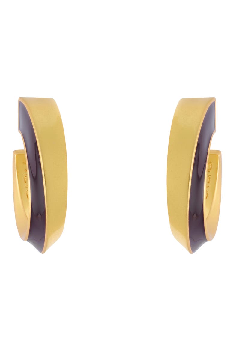 Thalia Twist Enamel Hoop Earrings, Alternate, color, GOLD TONE / BURGUNDY