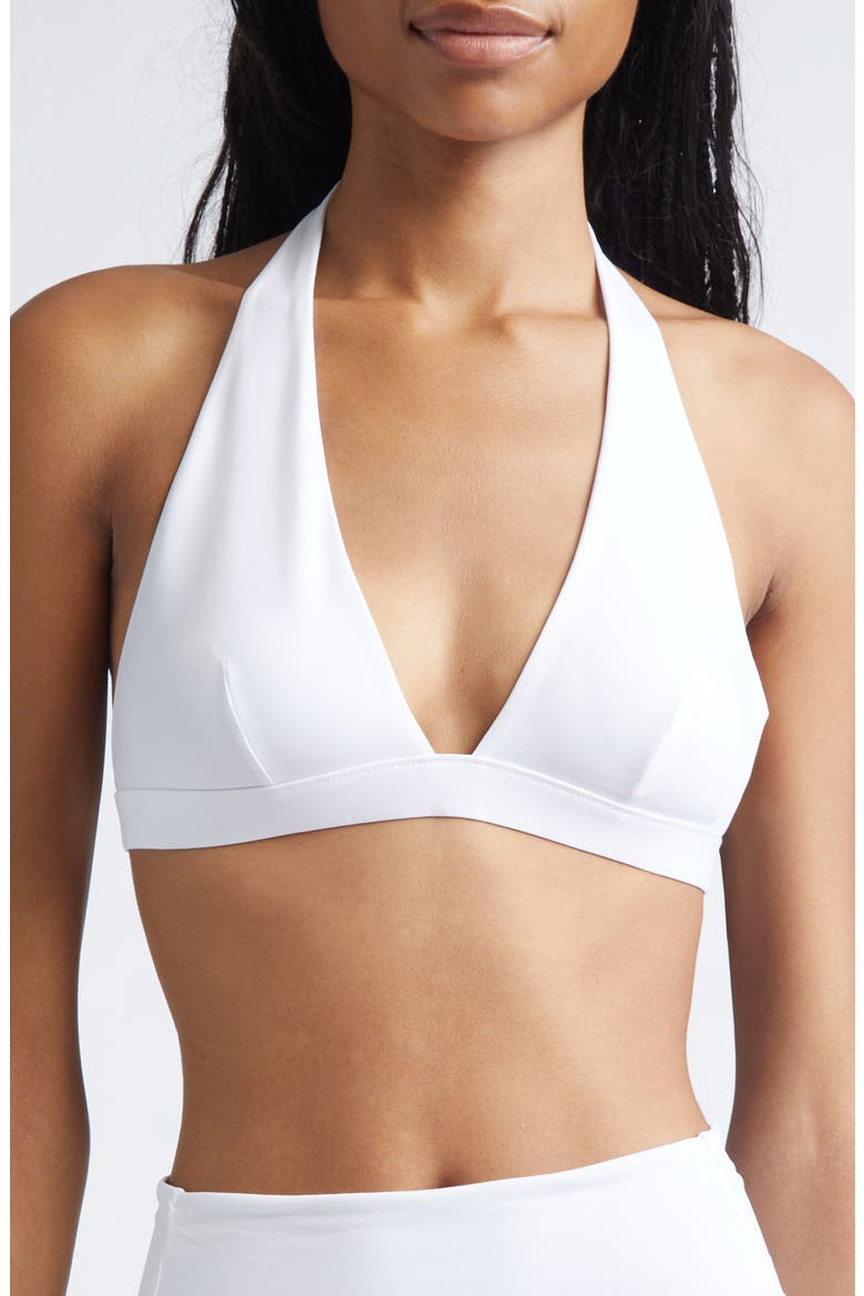 Beachwear Jersey Halter Bikini Top, Main, color, WHITE