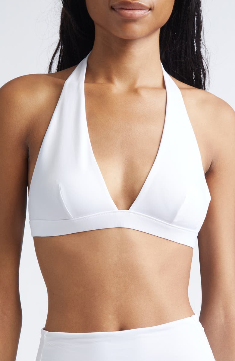 Max Mara Jersey Halter Bikini Top, Main, color, White
