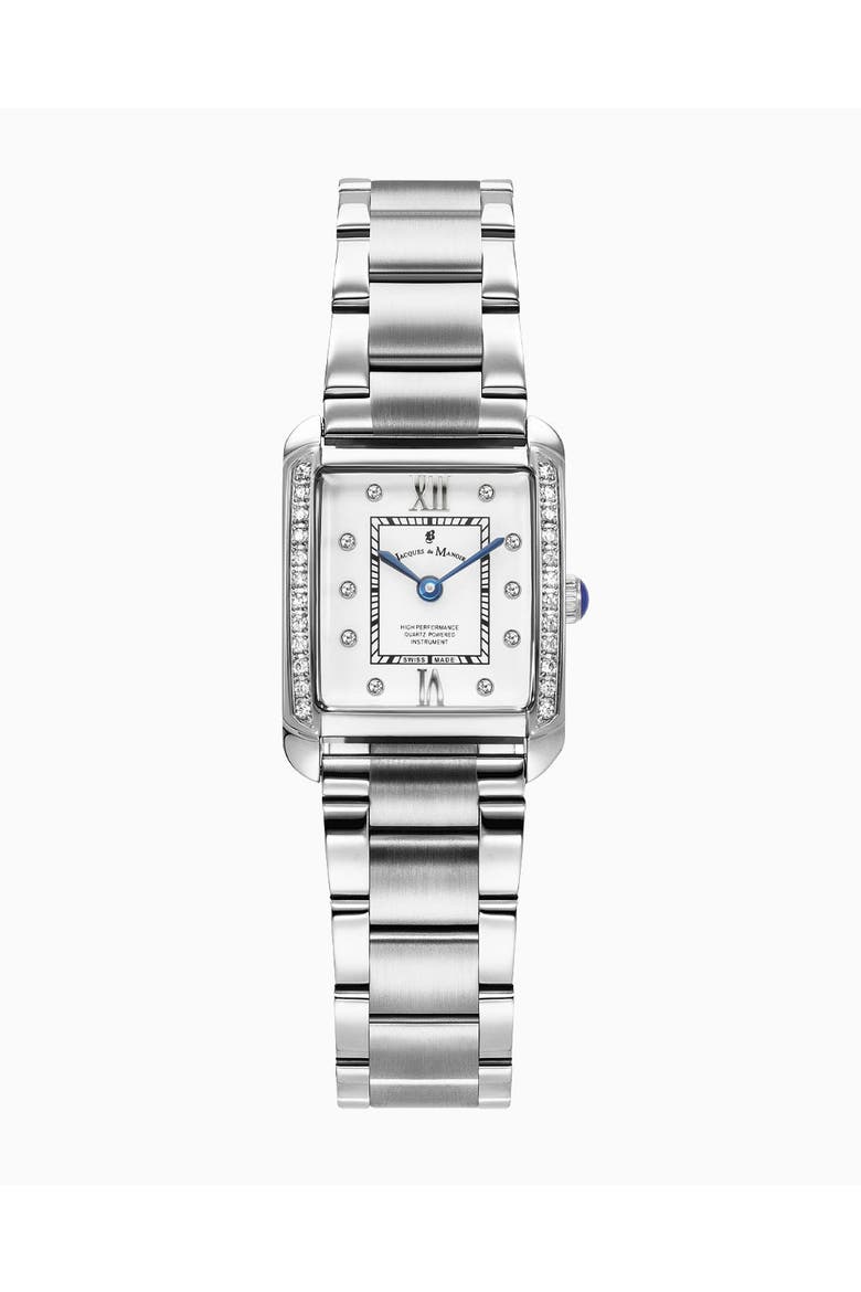 Emily II - 22mm, White Dial, Stainless Steel, Rectangular Ladies Watch, Main, color, White