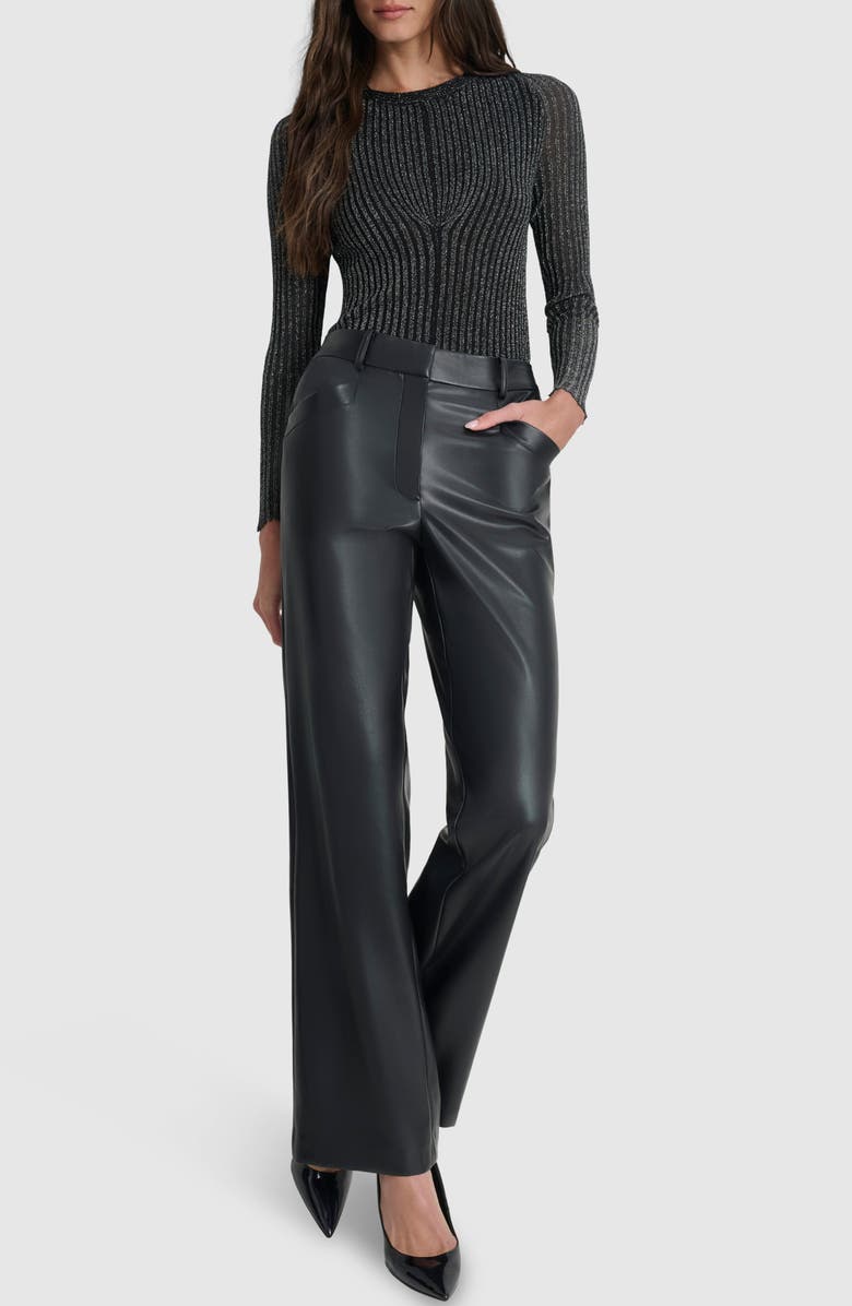 DKNY Seam Detail Wide Leg Faux Leather Pants, Alternate, color, 