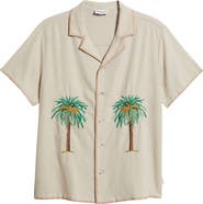 MAVRANS Palm Tree Linen Blend Button-Up Shirt