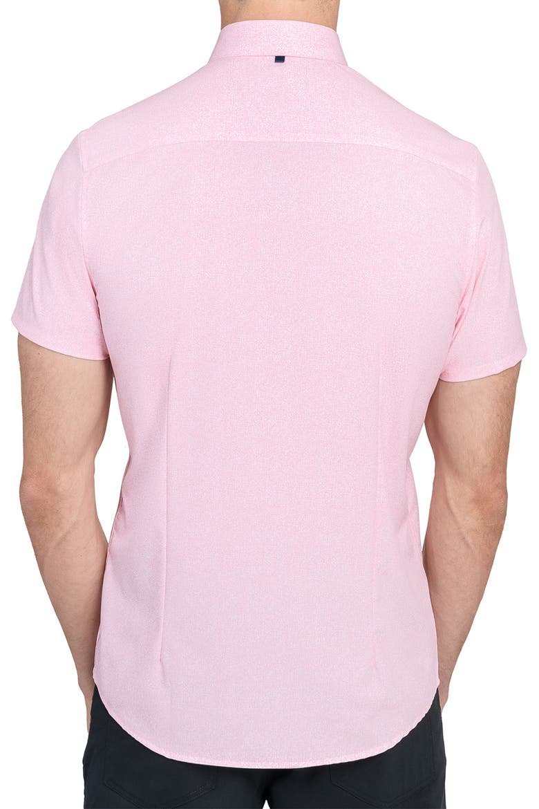 Trim Fit Short Sleeve Performance Button-Up Shirt, Alternate, color, CORAL