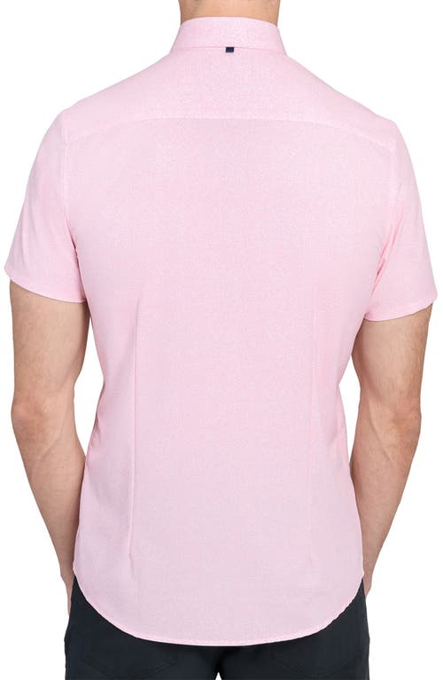 Wrk W.r.k Trim Fit Crosshatch Print Short Sleeve Performance Button-up Shirt