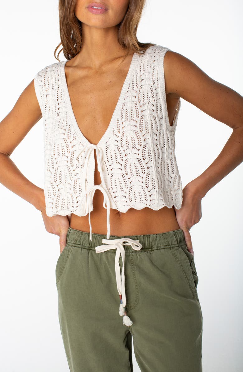 Roxy Beach Bound Cotton Crop Sweater Vest, Alternate, color, Dew