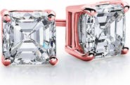 SUZY LEVIAN 14K Rose Gold Asscher-Cut White CZ Stud Earrings