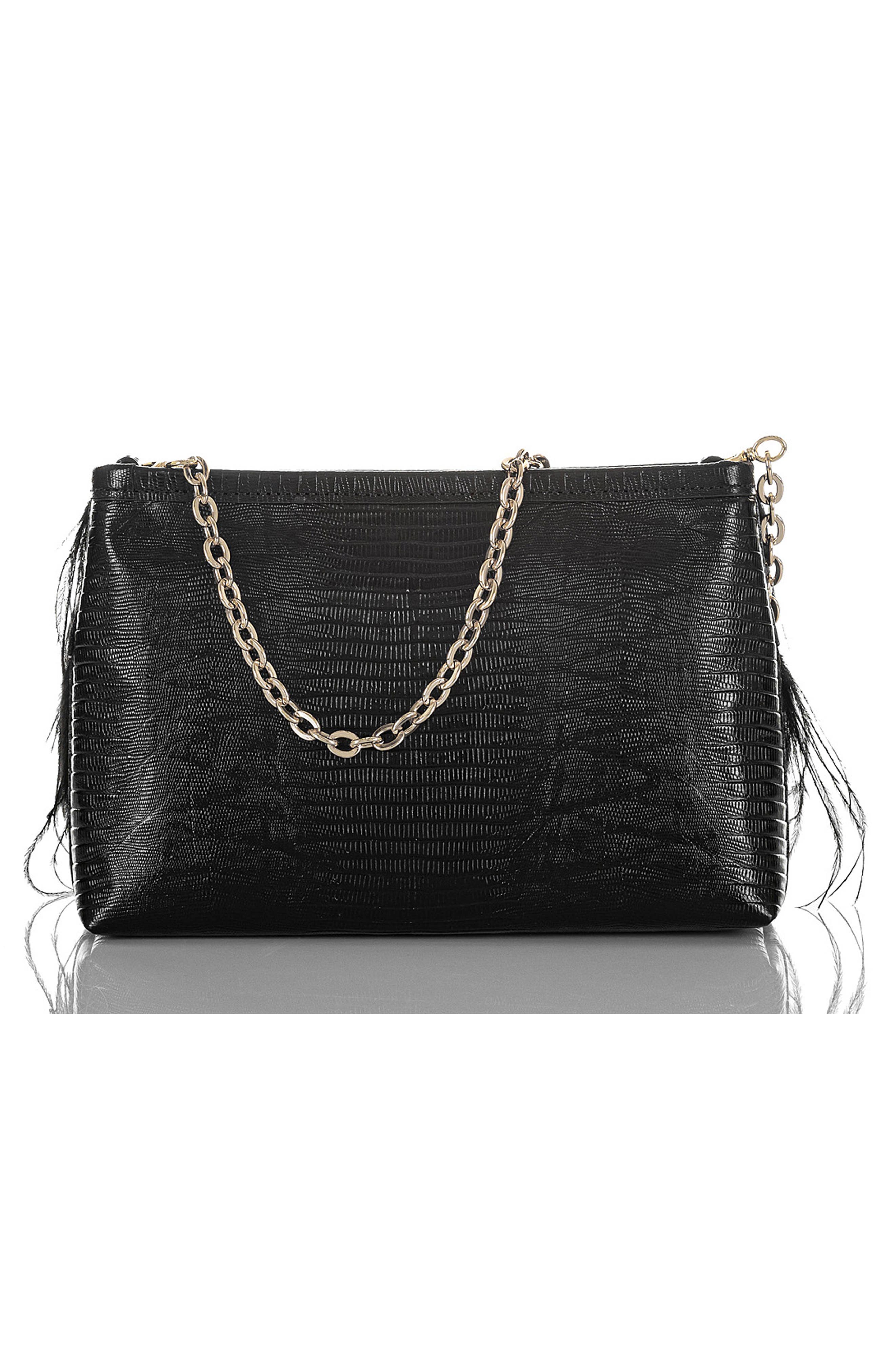 Brahmin Mod Lorelei Feather & Lizard Embossed Leather Shoulder Bag, Alternate, color, 
