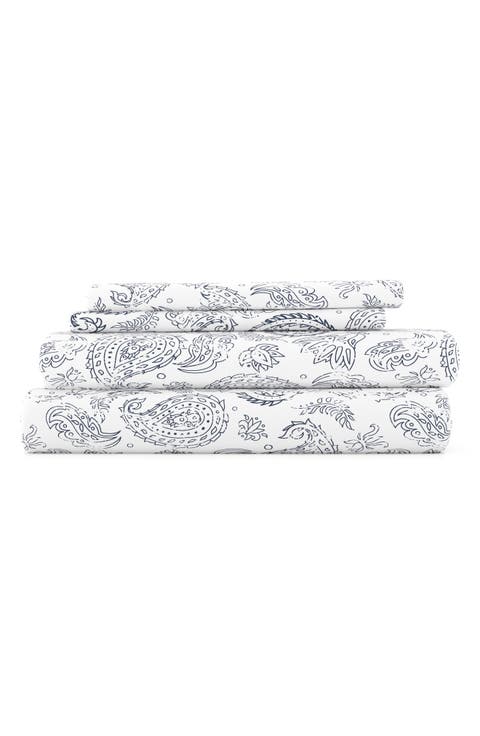 HOME SPUN Premium Ultra Soft Coarse Paisley Pattern 4-Piece Bed Sheets Set