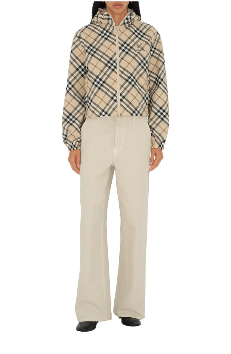 Burberry Cropped Reversible Check Hooded Jacket, Main, color, 