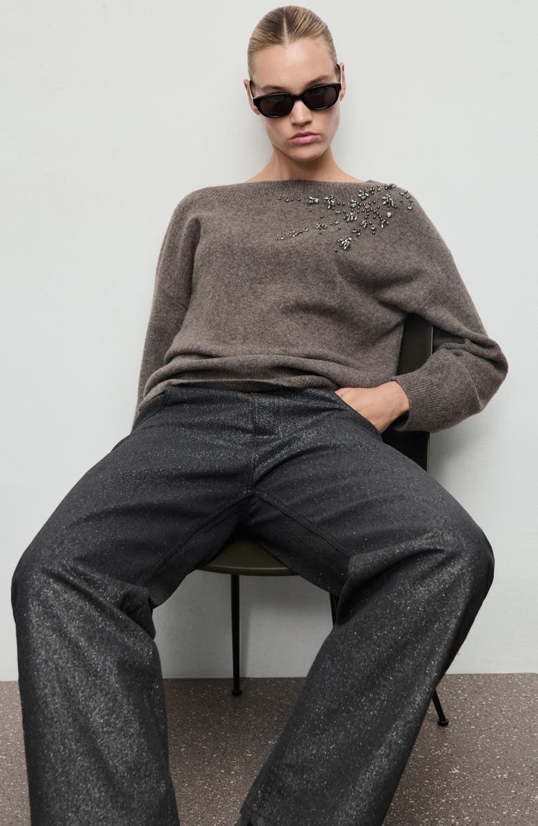 MANGO Metallic Straight Leg Jeans, Alternate, color,