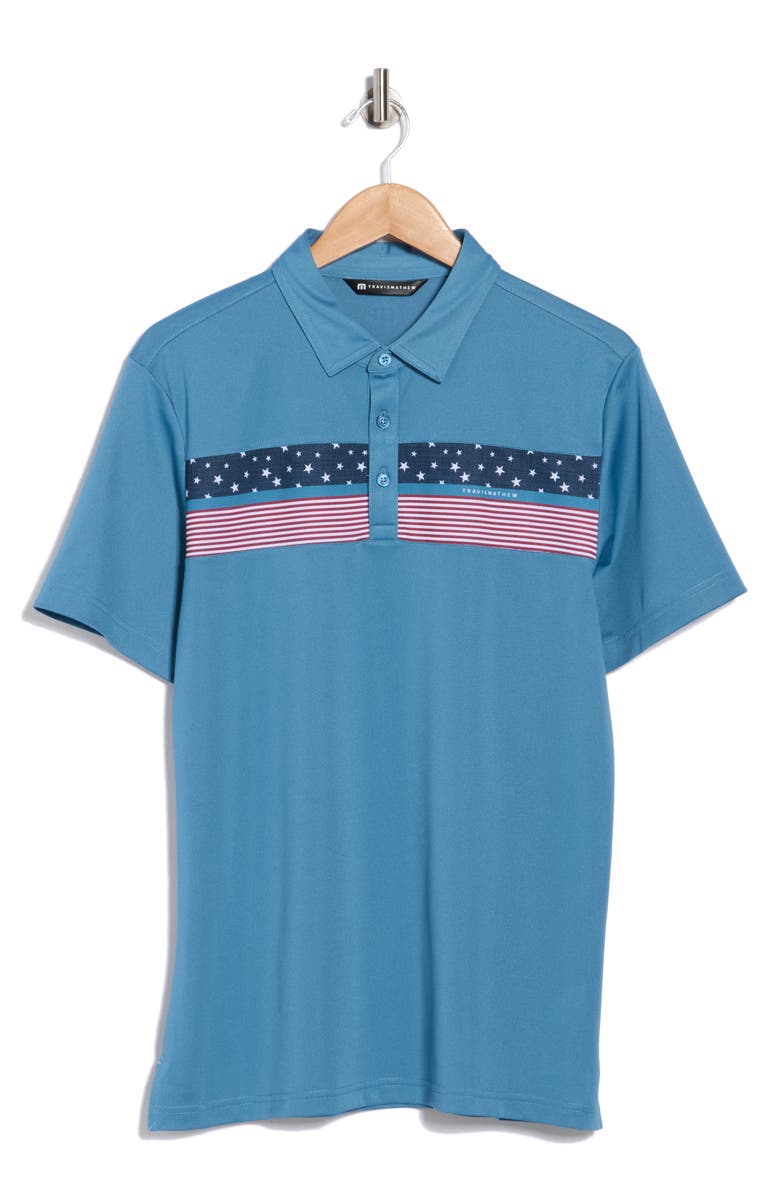TravisMathew Good Good Patriot Knit Polo, Main, color, Captains Blue