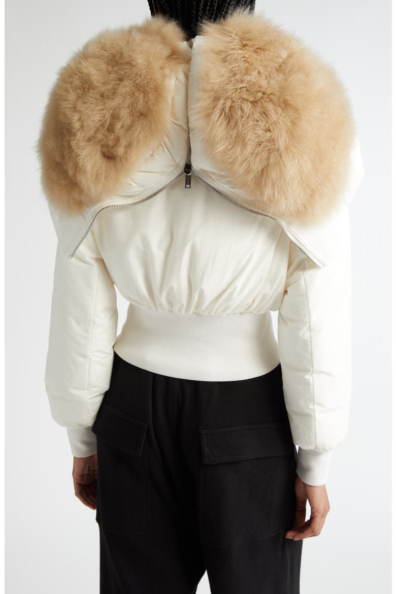 Alice Short Down Parka with Genuine Goat Hair Trim, Alternate, color, 001-WHITE