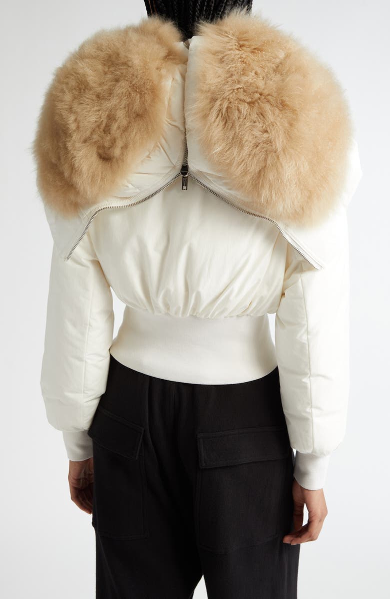 Moncler Alice Short Down Parka with Genuine Goat Hair Trim, Alternate, color, 