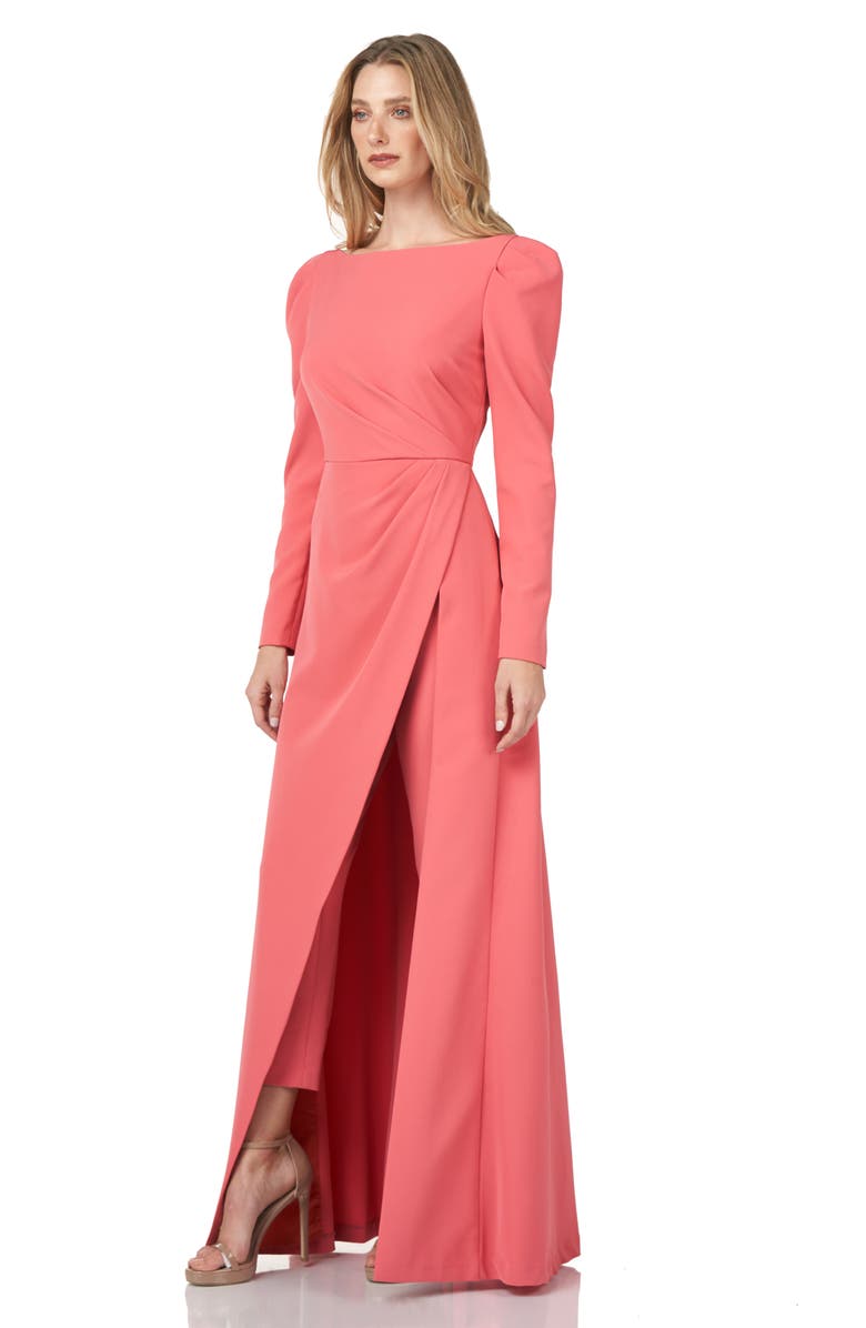 Kay Unger Long Sleeve Stretch Crepe Maxi Romper, Alternate, color,