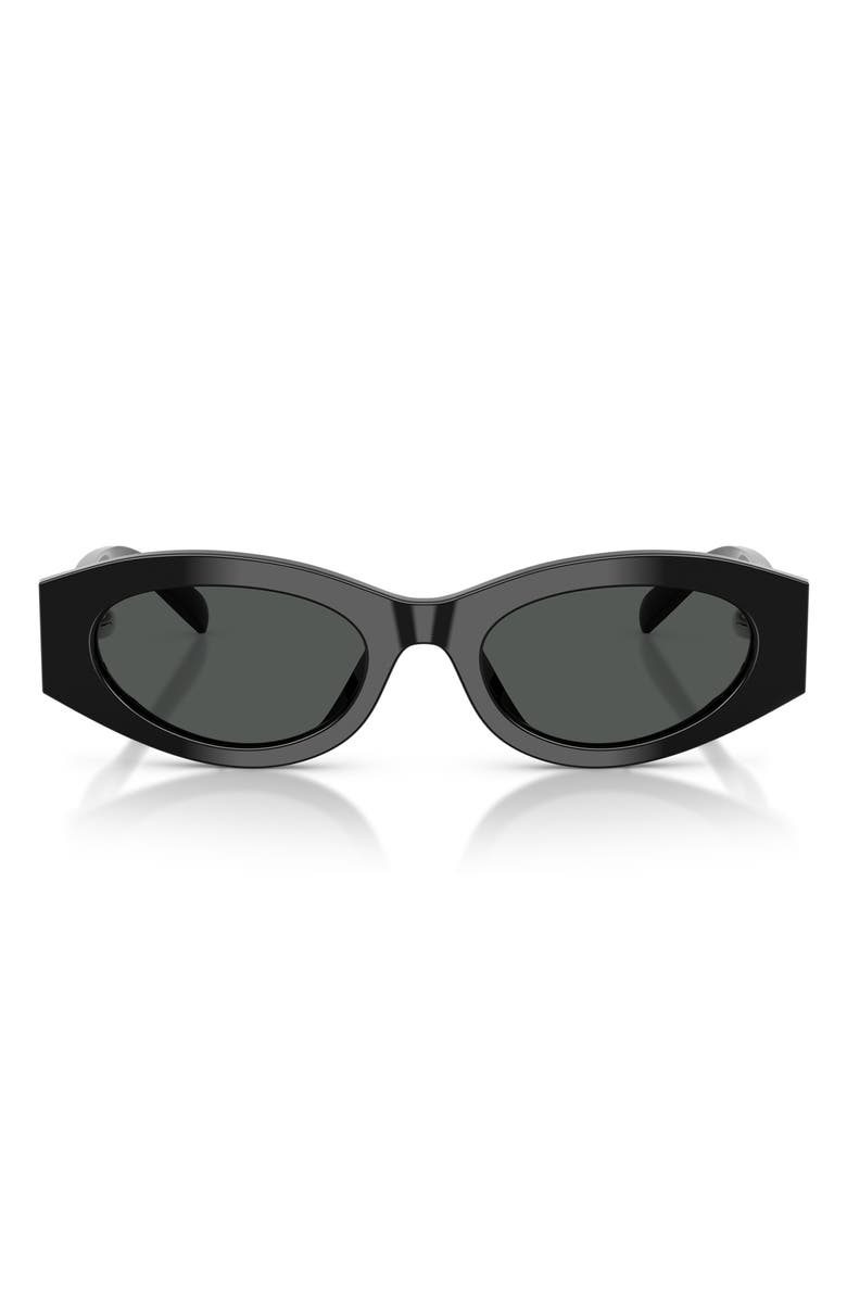 Tory Burch 52mm Oval Sunglasses, Main, color, Black / Dark Grey