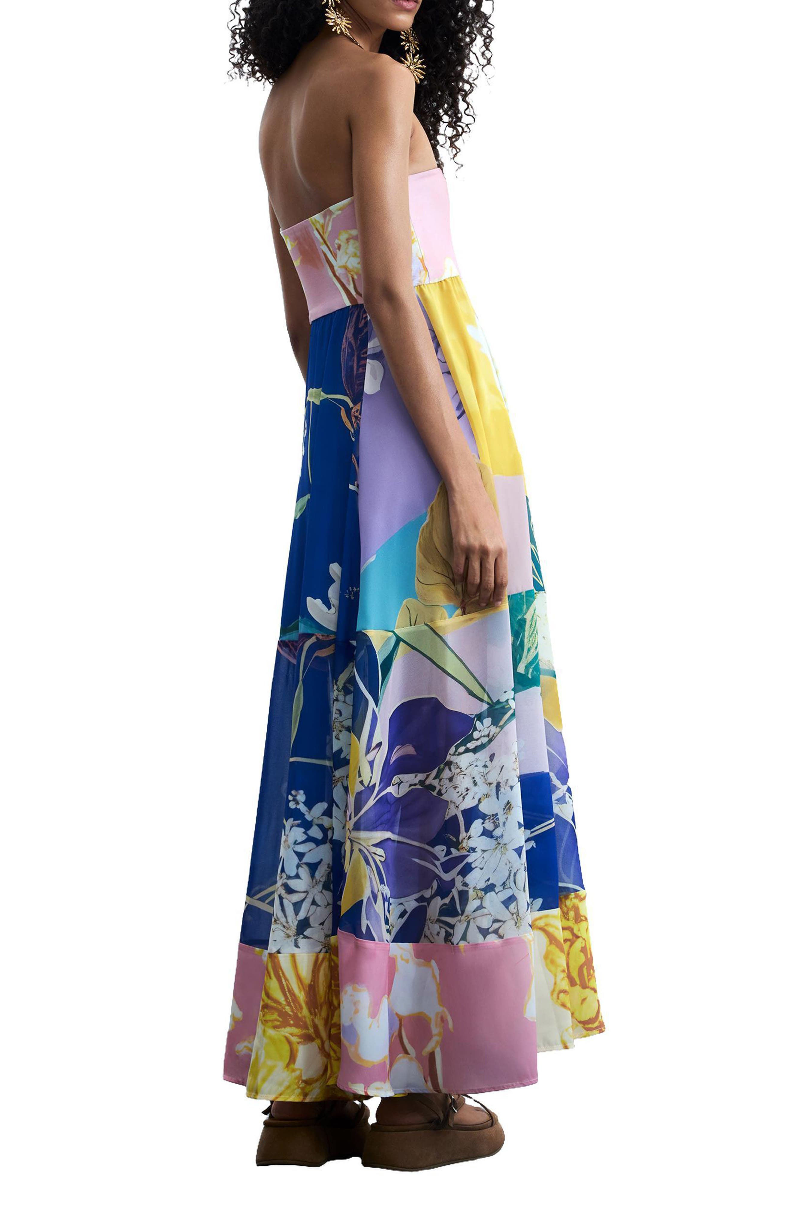Mix Print Strapless Maxi Dress - image 2