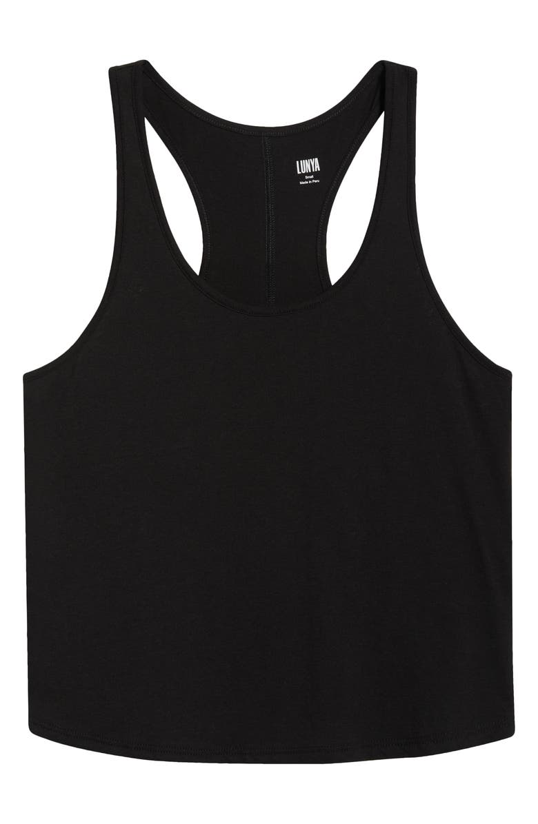 Lunya Organic Pima Cotton Curve Hem Tank, Alternate, color, Immersed Black