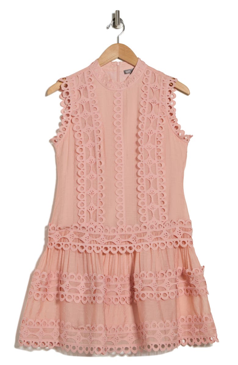 Love By Design Gabriella Lace Minidress, Main, color, Peach