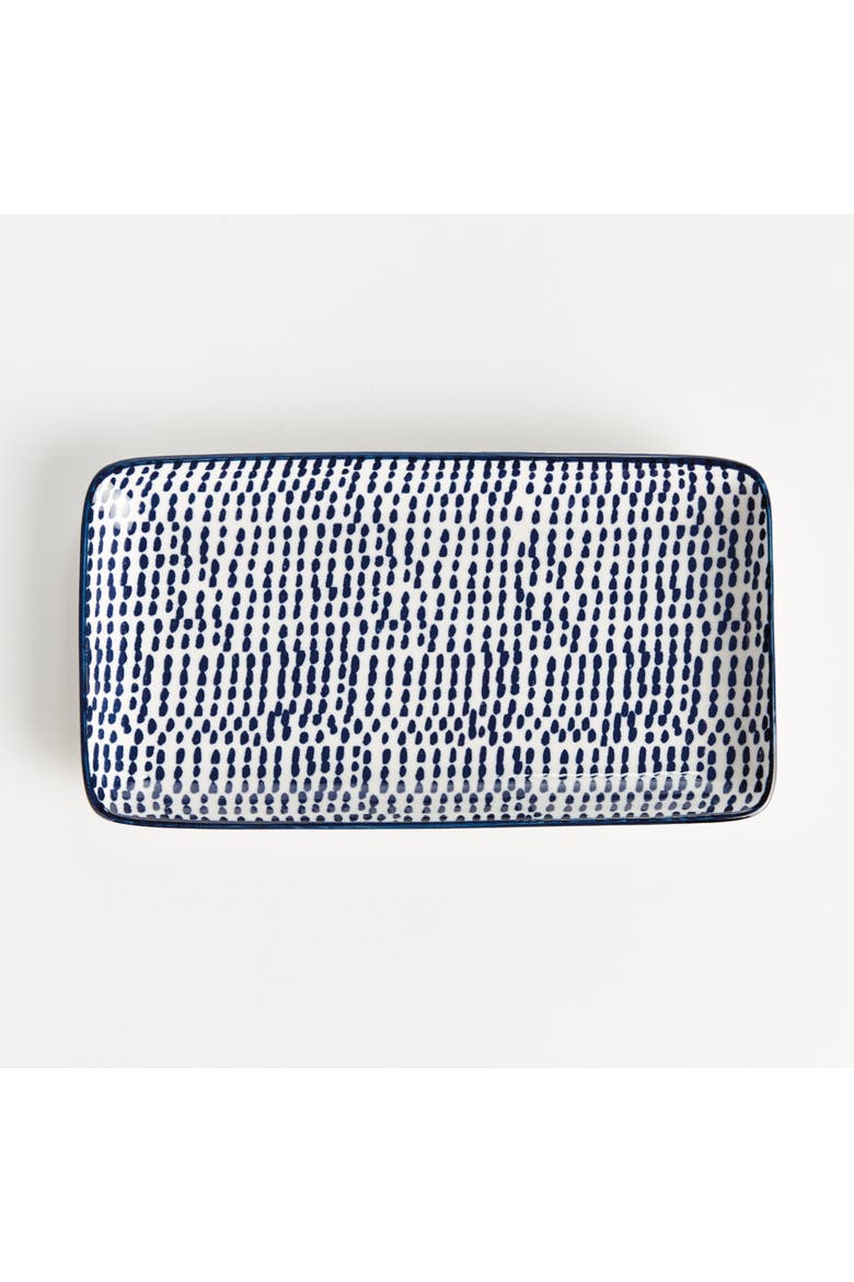 Stria Speckled 8" Trays, Set of 4 - Dark Blue/White, Ceramic, Alternate, color, Blue