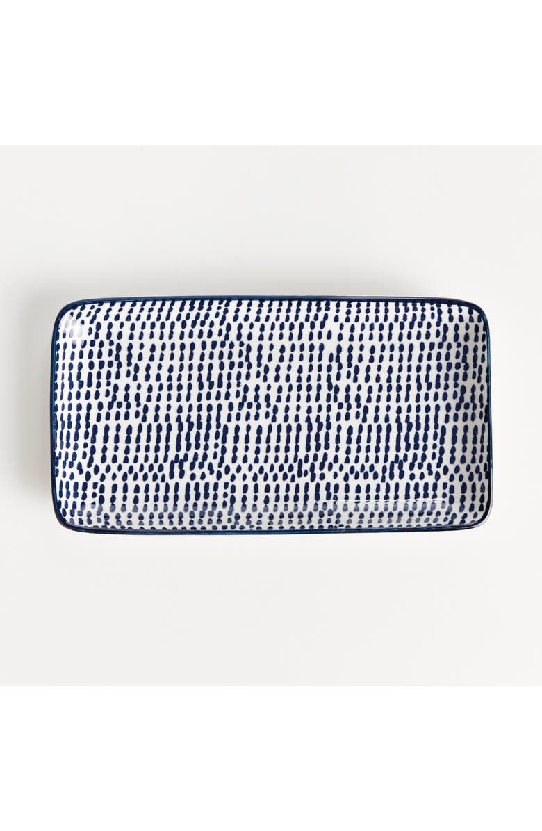 Napa Home & Garden Stria Speckled 8" Trays, Set of 4 - Dark Blue/White, Ceramic, Alternate, color, Blue