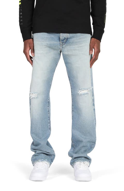Black Label Distressed Straight Leg Jeans (Dirty Indigo Vintage Wash)