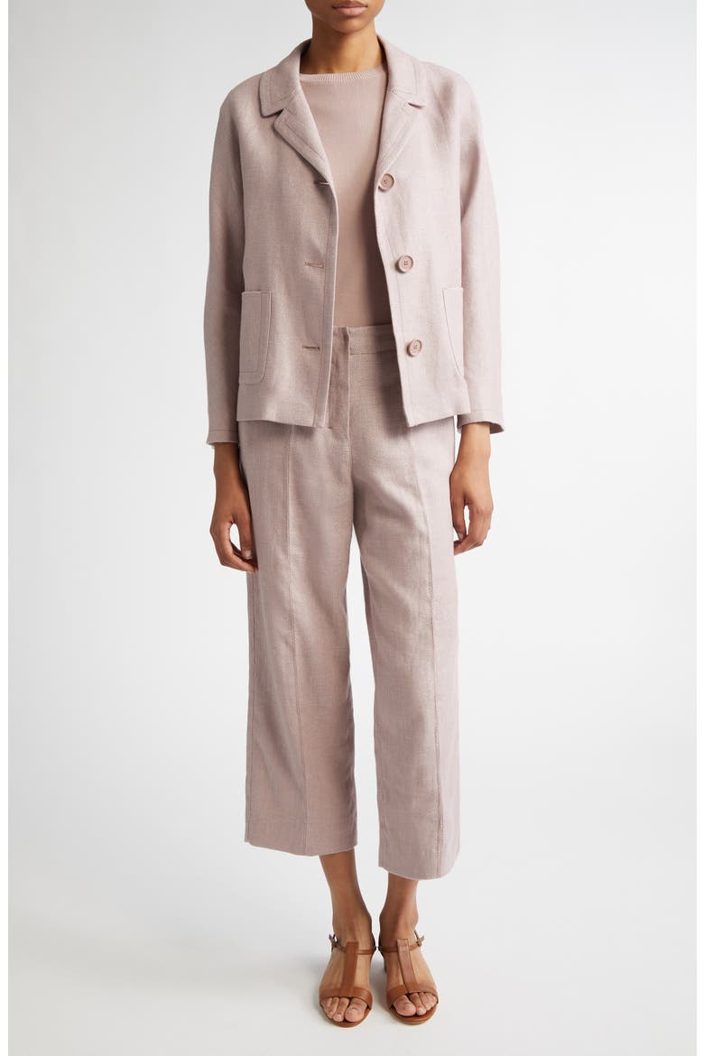 Marco Stretch Linen & Cotton Crop Pants, Alternate, color, PINK