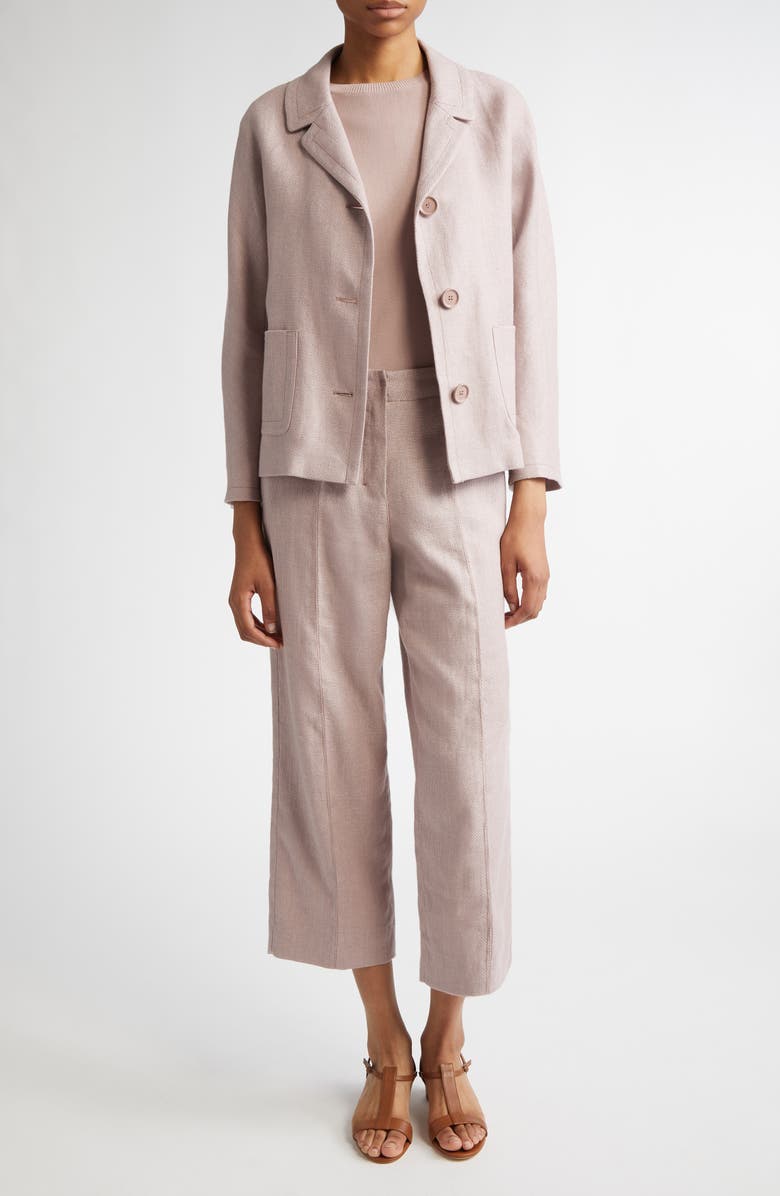 Max Mara Nicole Linen Blend Crop Blazer, Alternate, color, Pink