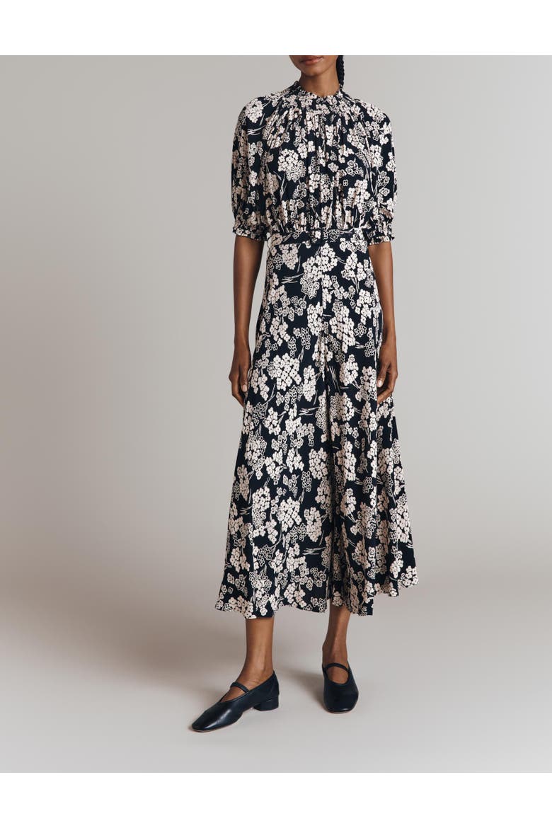 Dolly Printed Floral Midi Dress, Alternate, color, Mono Floral