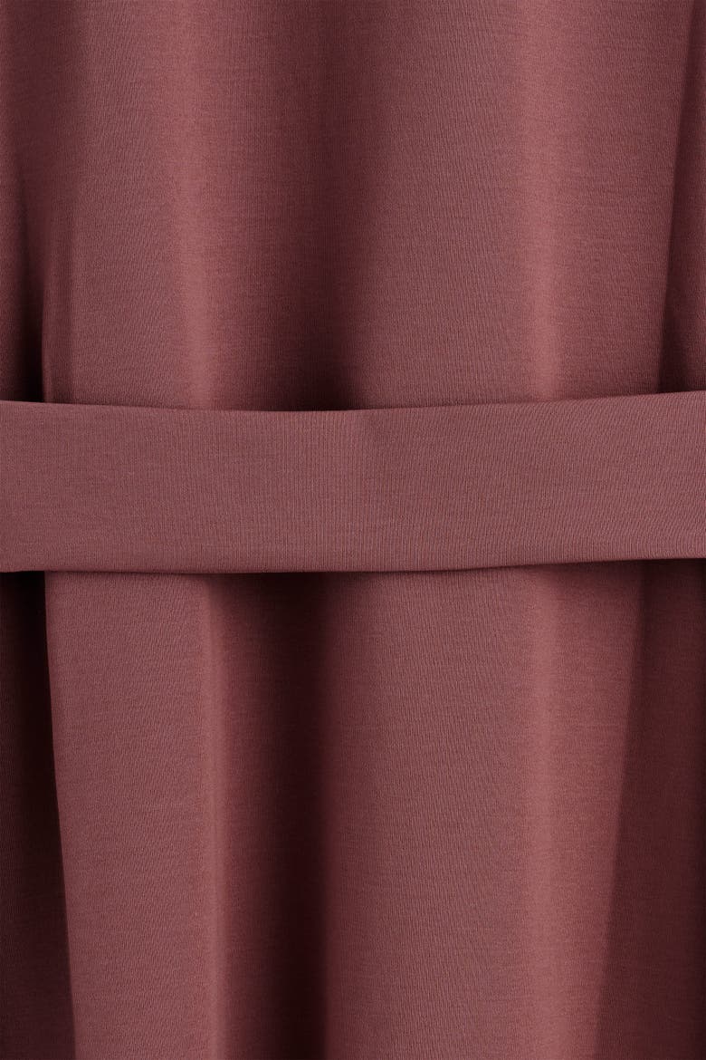 Belt-Detail Midi T-Shirt Dress, Alternate, color, BROWN