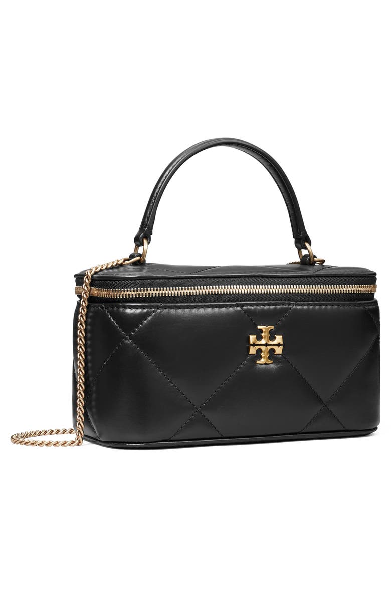 Tory Burch Kira Quilted Leather Vanity Case, Alternate, color, Black