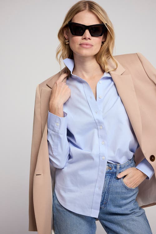 The Shirt By Rochelle Behrens The Jet Set Boyfriend Shirt In Blue