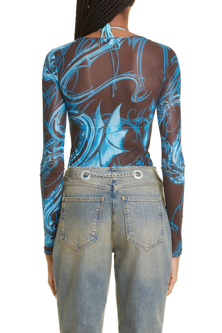 Tattoo Print Long Sleeve Mesh T-Shirt, Alternate, color, TATTOO-BLUE