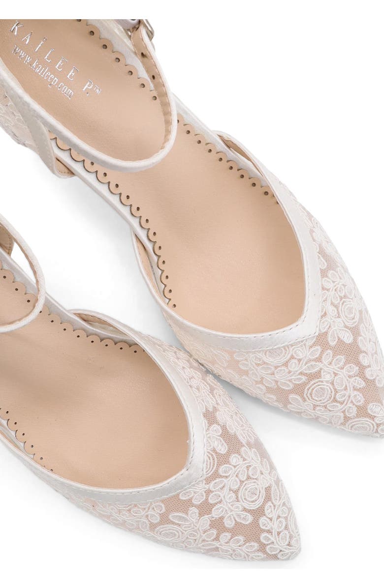 Kailee P Abby Lace Block Heel with Ankle Strap, Alternate, color, White