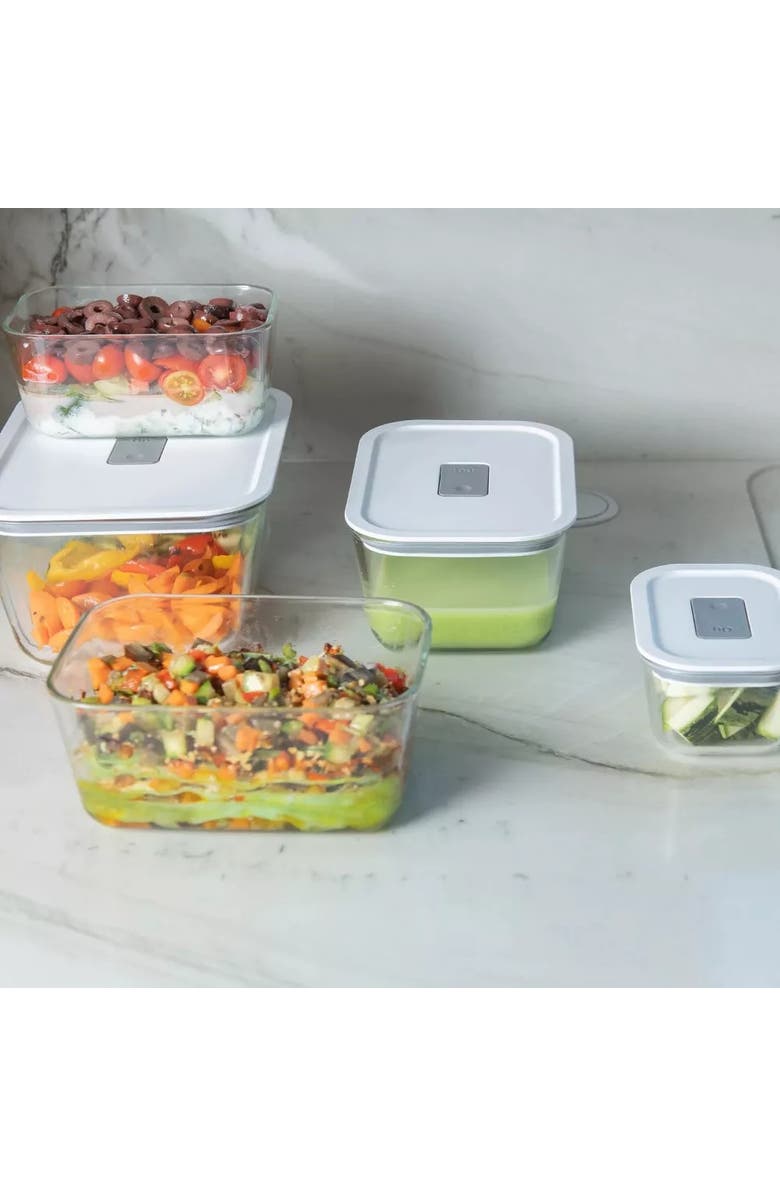 OU Stackable Airtight Glass Food Storage Container Set with Microwave Valve and Leak Proof Lid, 16 Piece, Alternate, color, 