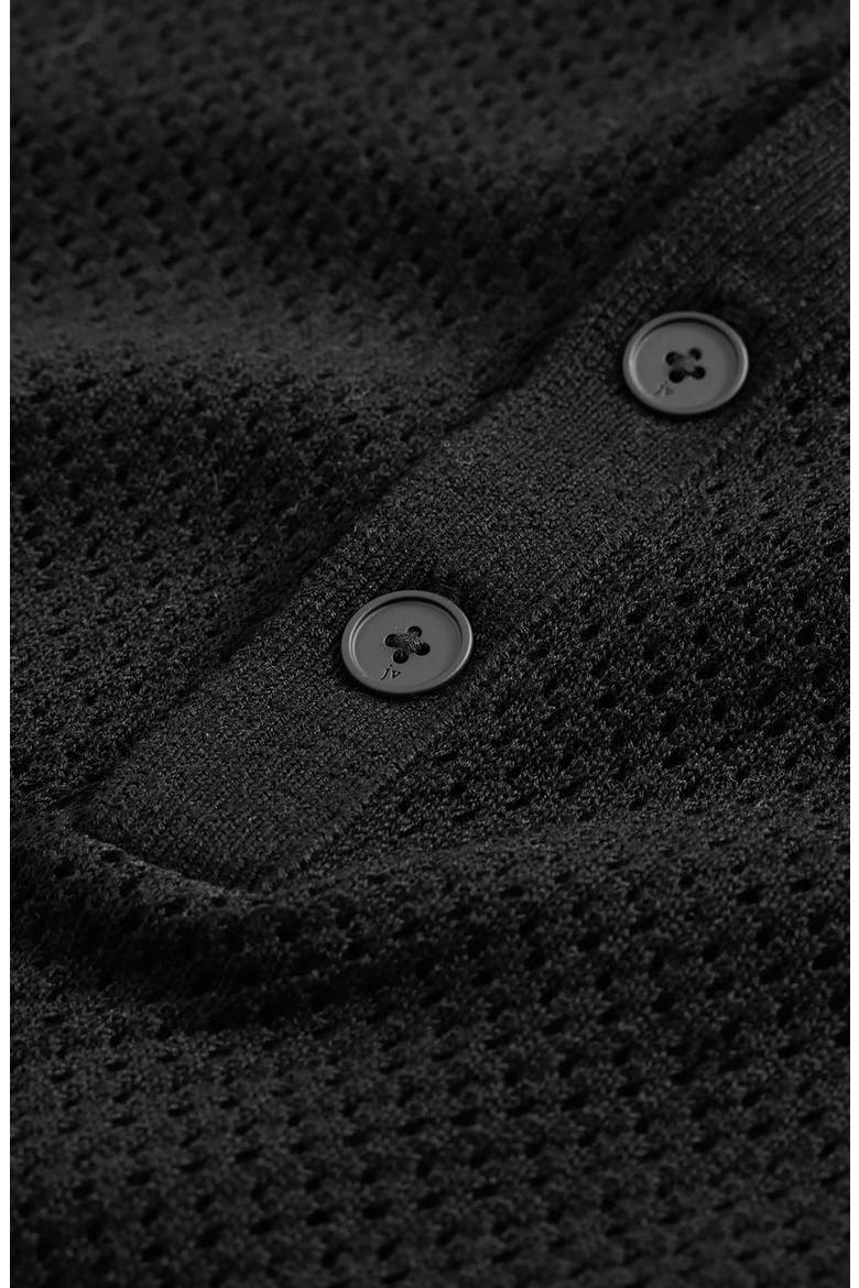Quinn Long Sleeve Organic Cotton Mesh Henley, Alternate, color, BLACK