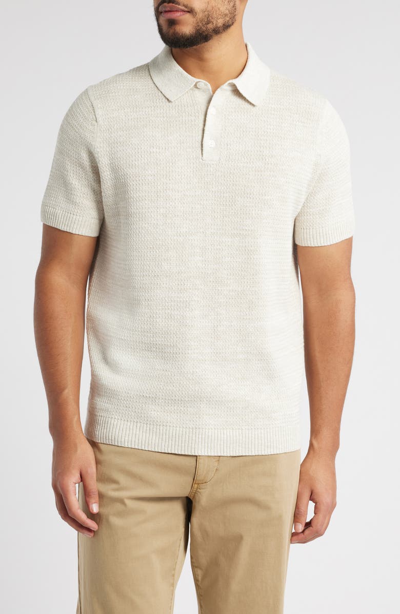 Treasure & Bond Textured Linen & Cotton Polo Sweater, Main, color, Ivory Egret- Beige