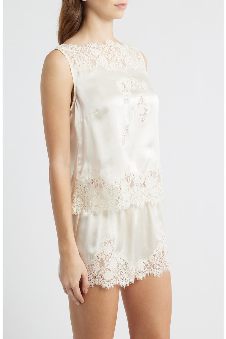 Viviane Lace Trim Silk Satin Top, Alternate, color, SEA SALT