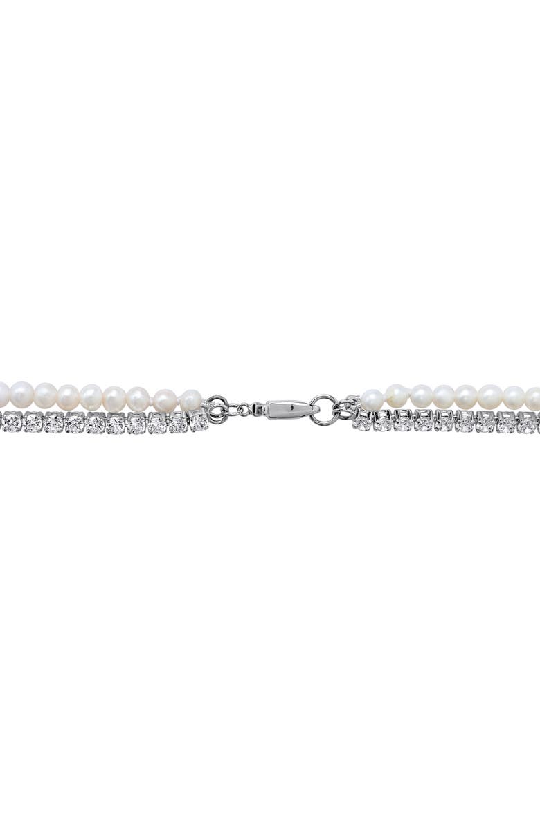 Julianna B. Cubic Zirconia & Cultured Pearl Double Strand Necklace, Alternate, color,