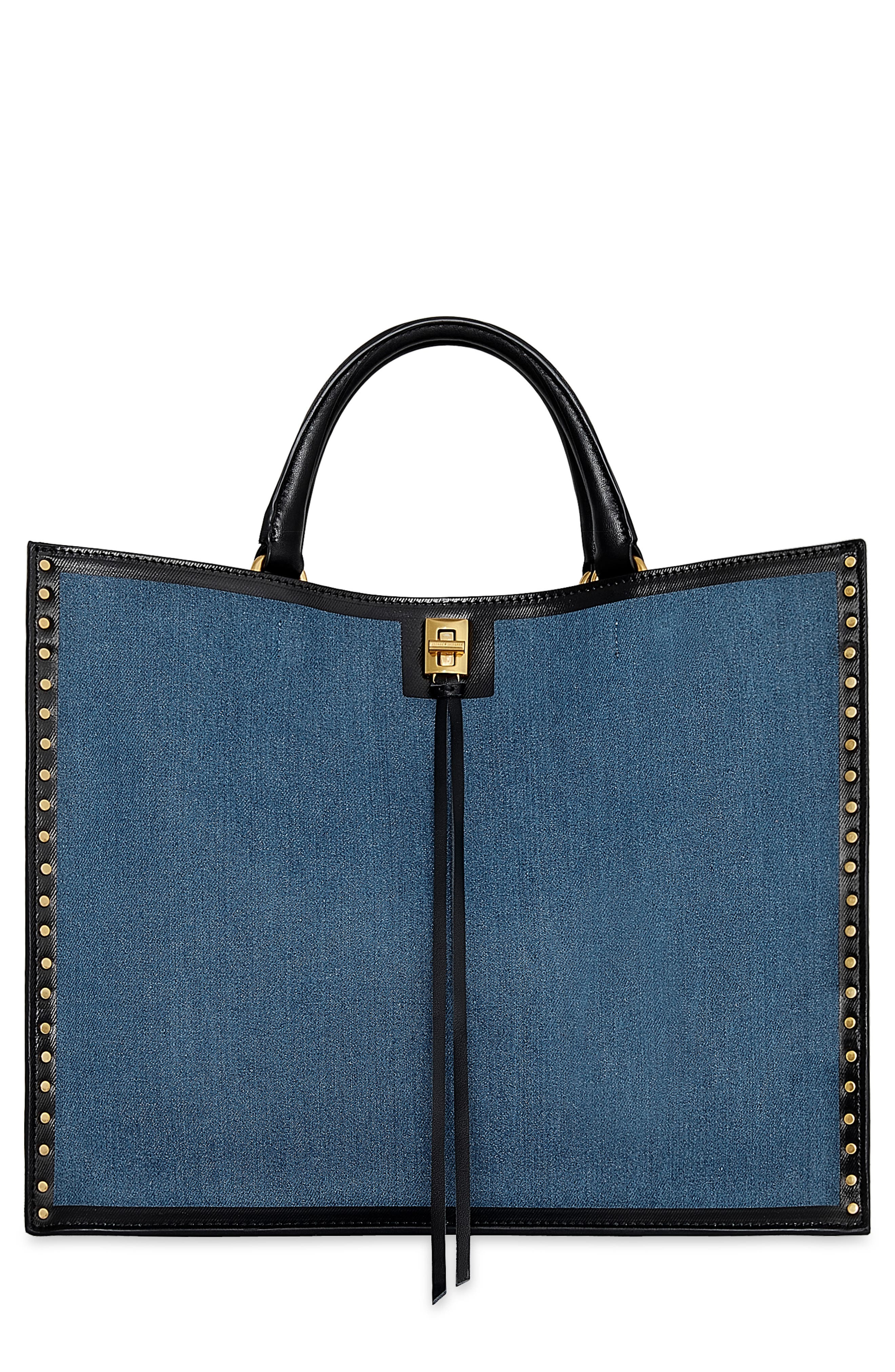 Rebecca Minkoff Darren Denim & Leather Surplus Tote, Main, color, 